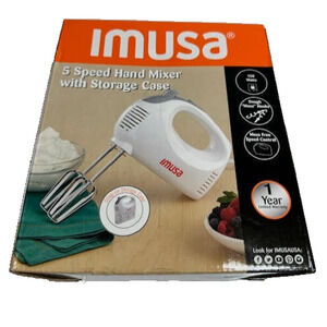 IMUSA Electric Hand Mixer White with Storage Case New in Box
